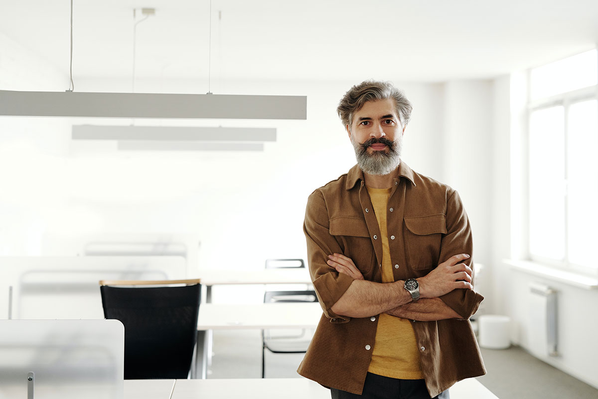 mature man in office thymosin peptide treatment concept