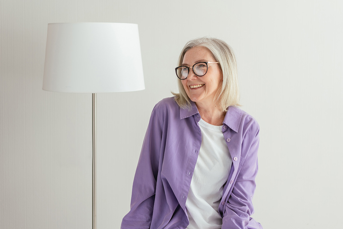 senior grey haired woman in purple jacket dihexa treatment results